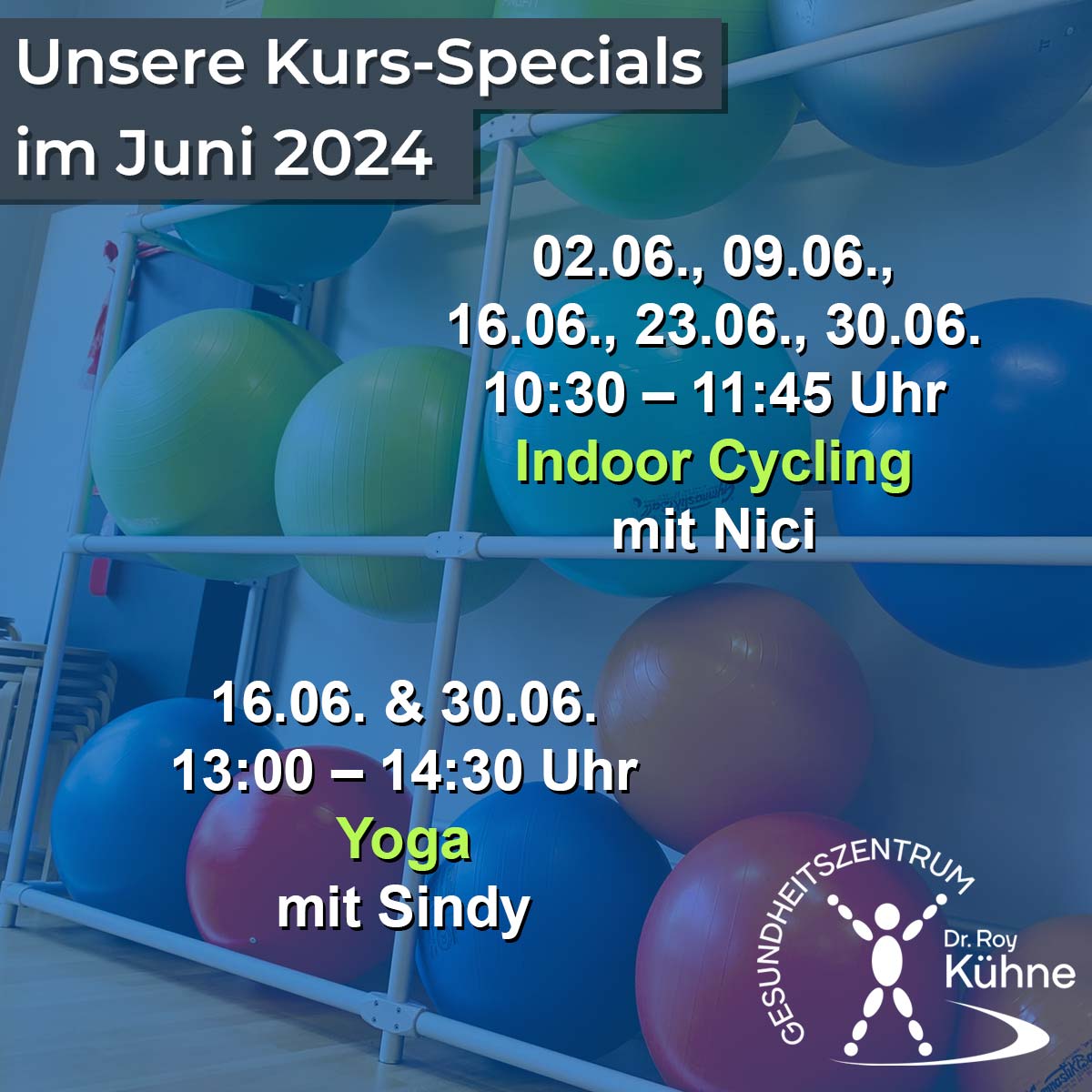 Kurs-Specials Juni - Indoor Cycling und Yoga